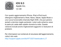 Apple rilascia iOS 9.3 per tutti gli utenti!