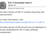 iOS 11 beta 5 è disponibile per il download