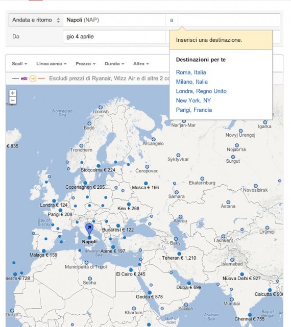 Cerca i migliori voli di linea con Google Flight Search