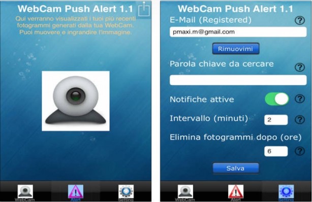WebCam Push Alert iPad pic0