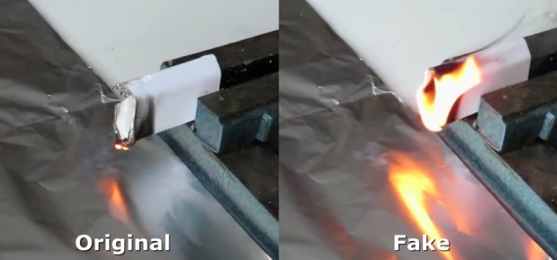 Adattatore di corrente originale Apple VS fake: test di resistenza al fuoco