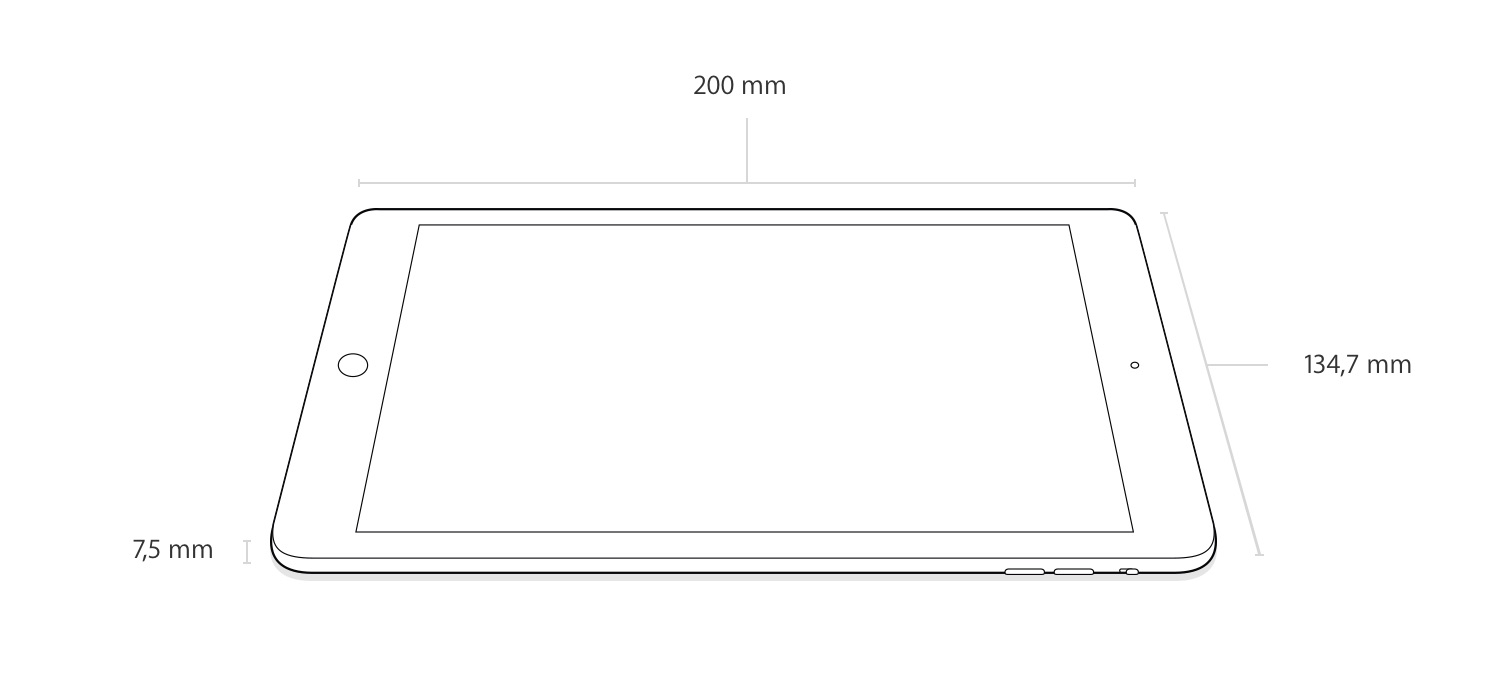 Размеры планшета IPAD Air 2