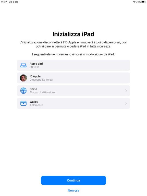 Eseguire il reset di iPad